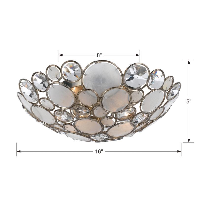 Palla 3 Light Antique Silver Ceiling Mount - 16'' W x 5'' H