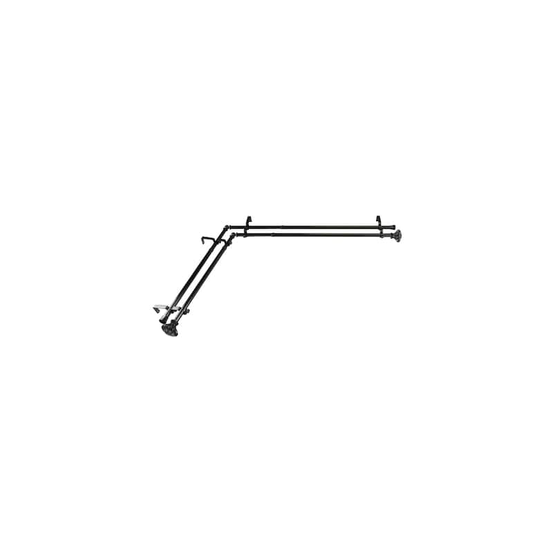 Corner Window Curtain Rod Double Rod Set Adjustable Black 66-120 Inch - M