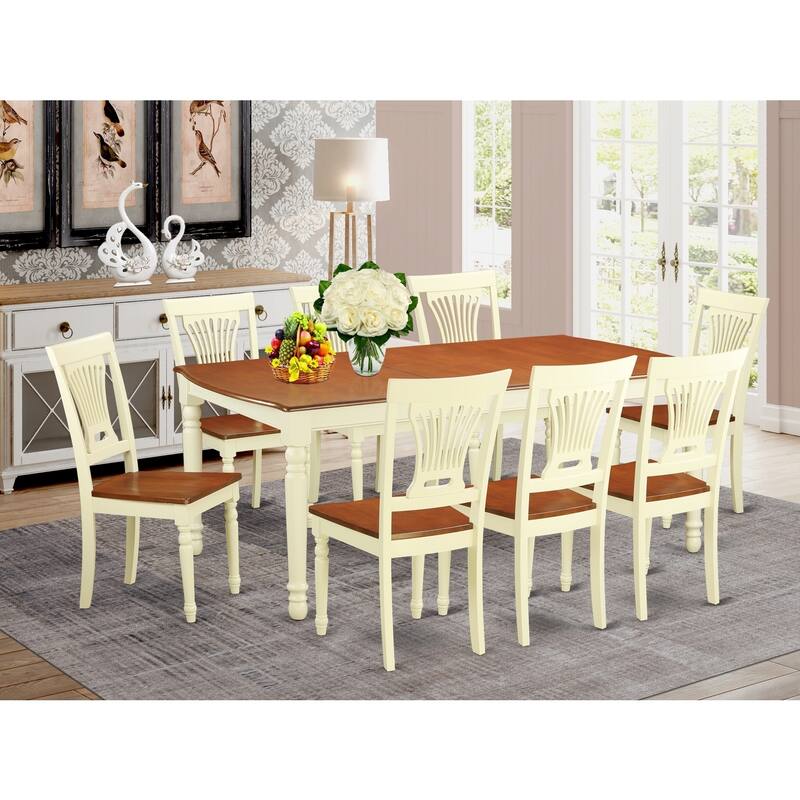Kitchen Table Set 9 Piece - Dining Room Table with Chairs - Buttermilk & Cherry Finish - 42" x 78"