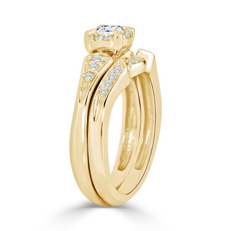 Auriya 1/2ctw Round Halo Diamond Engagement Ring Set 14k Gold