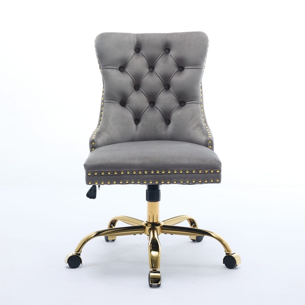 Velvet Office Chair Tufted Adjustable Swivel Desk Chair