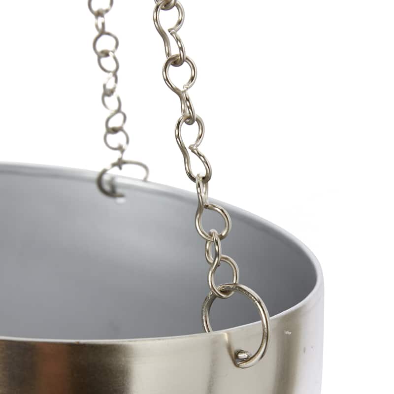 Black, Gold or Silver Metal Indoor Outdoor Hanging Dome Wall Planter with Chain (Set of 2)