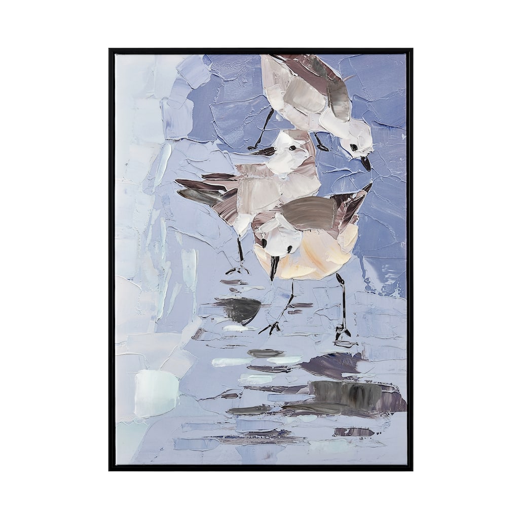 Elk Home Seagull Abstract Blue Fabric 19.75 Inch Wide Wall Art