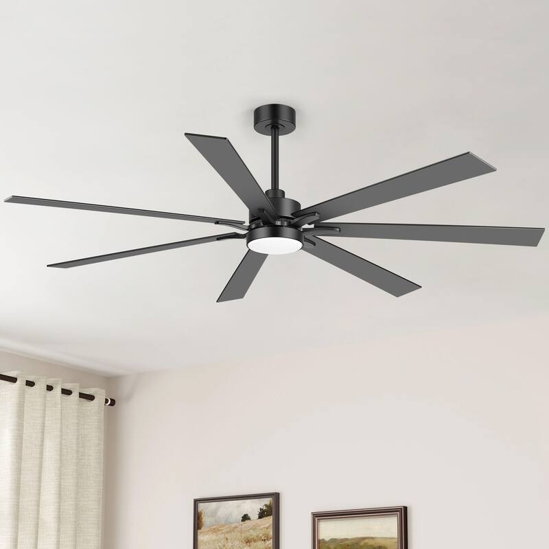 Large 72" Reversible 7-Blade Integrated Ceiling Fan with LED Light and Remote