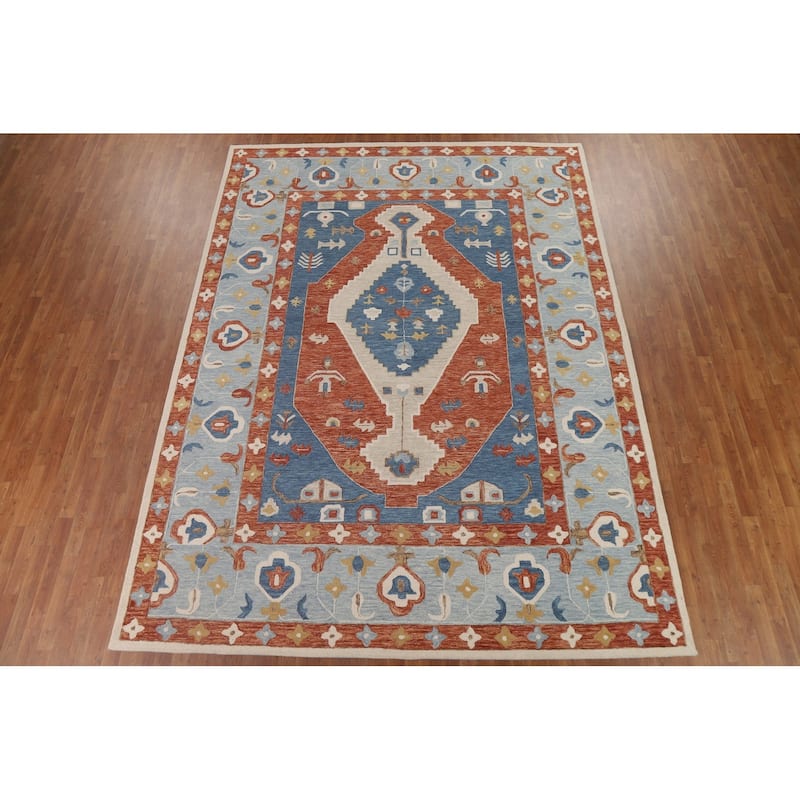 Geometric Heriz Hand-Tufted Rug Traditional Wool Carpet