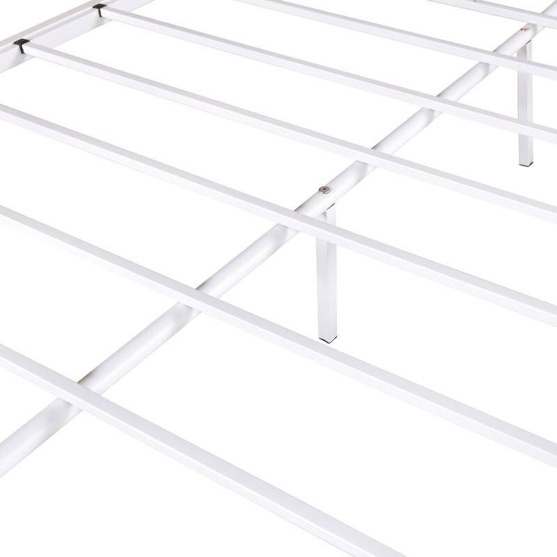 Heavy Duty Twin-Over-Full Metal Bunk Bed with Guardrail, Easy Assembly, White