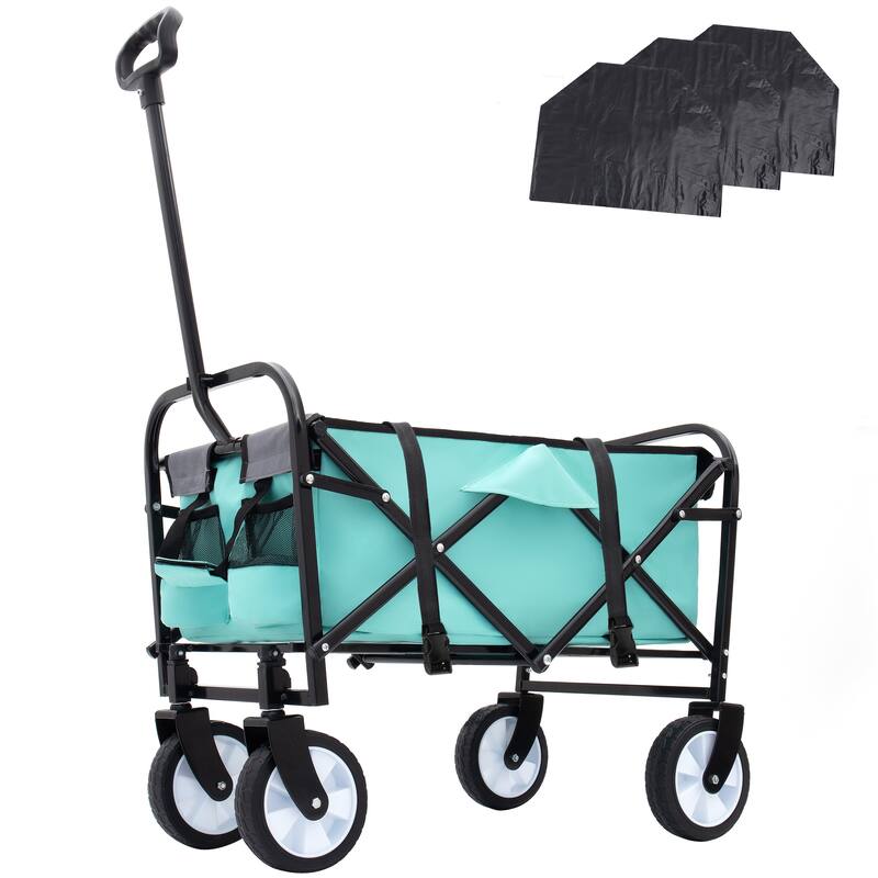 Heavy-Duty Collapsible Wagon with 3-Piece Multi-Use Bag Set - Utility Cart with Liner Covers