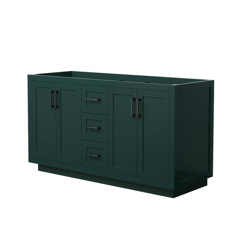 Wyndham Collection Miranda 60" Double Free Standing Vanity Cabinet - Green / Matte Black Hardware