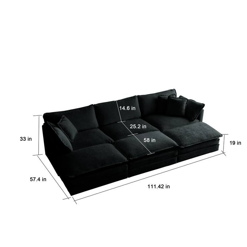 Cloud Chenille Upholstered Modular Sectional Sofa with DIY Combination Design