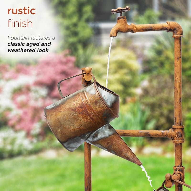 Alpine Corporation 60" Tall Rustic Water Spout and Watering Cans Fountain Yard Decoration