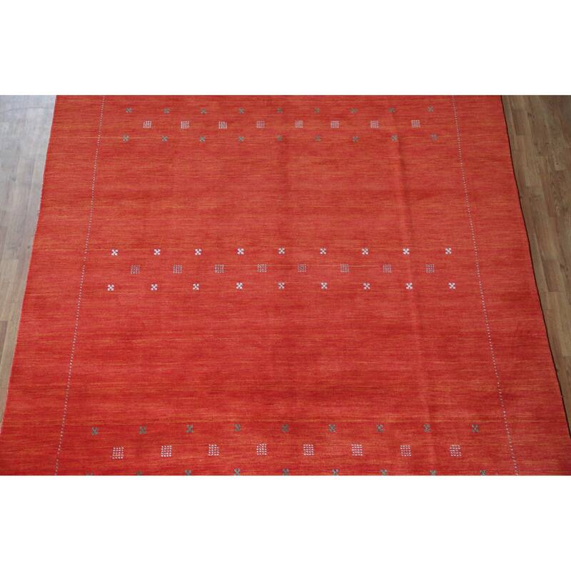 Hand Knotted Oriental 100% Wool Carpet Tribal Tribal Oranges & Rust Gabbeh Area Rug - 9' 7'' X 8' 3''