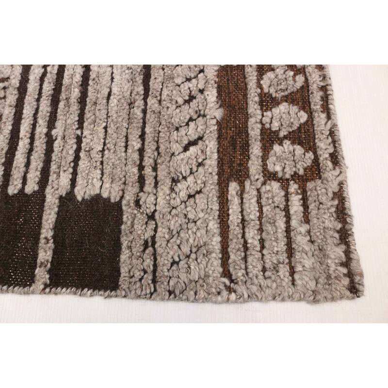 ECARPETGALLERY Hand-knotted Tangier Dark Brown Wool Rug - 5'5 x 7'10