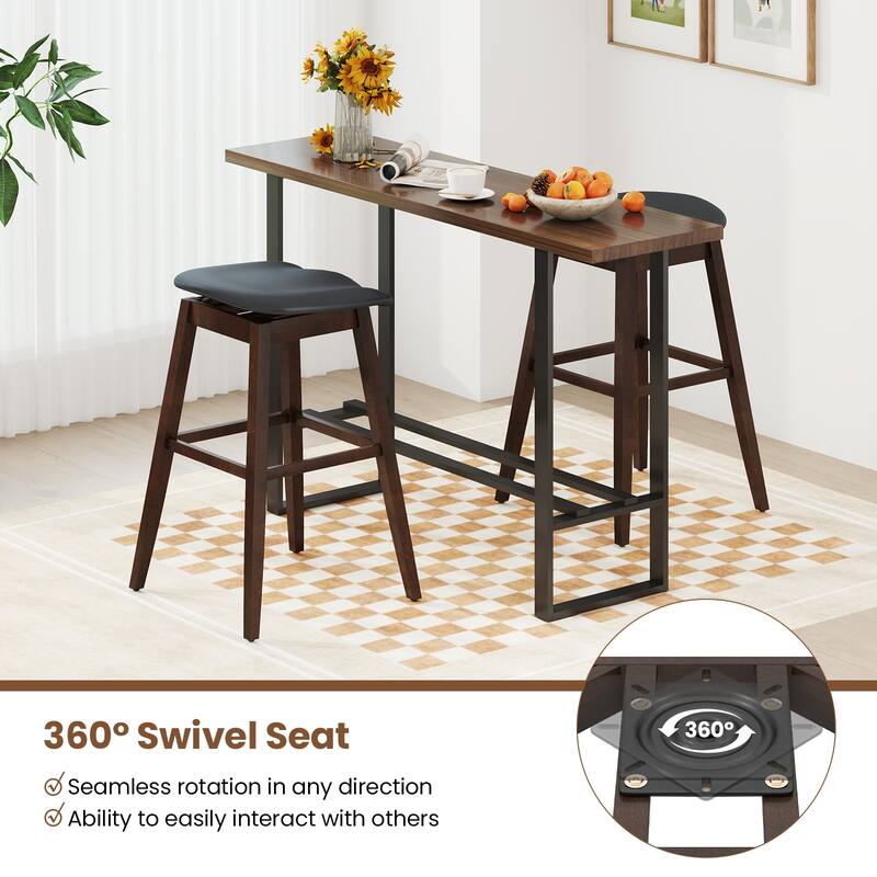 Gymax Set of 4 Swivel Bar Stools 31'' Bar Chairs w/ Padded Contoured