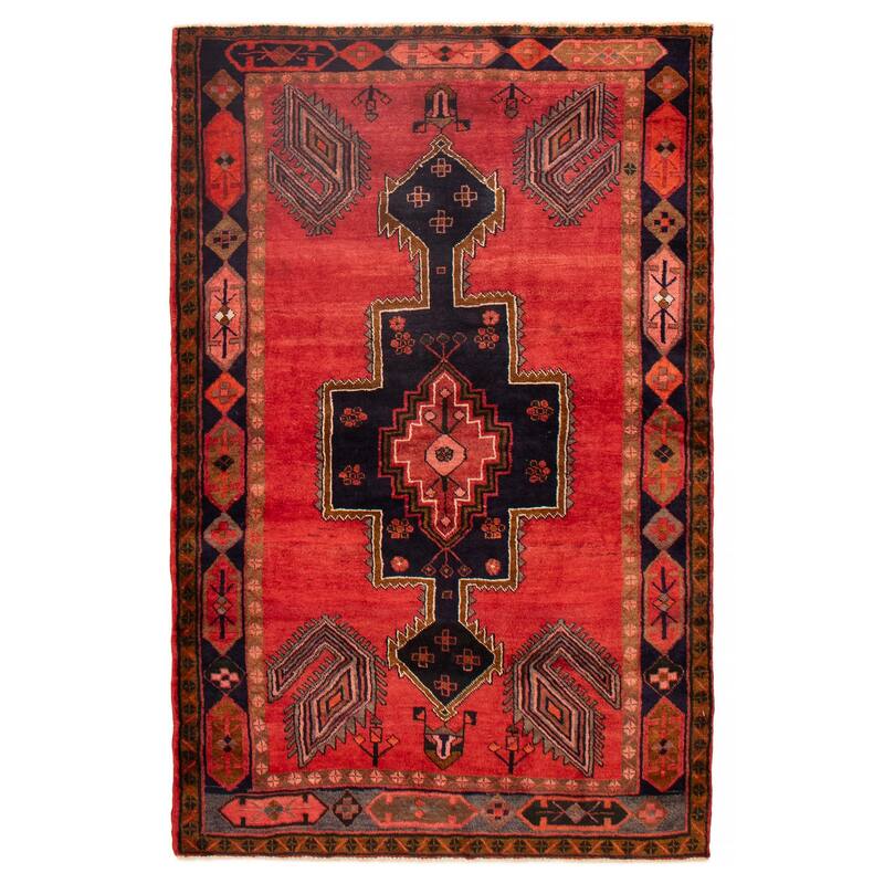 ECARPETGALLERY Hand-knotted Melis Vintage Red Wool Rug - 4'10 x 7'7 - Red - 4'10 x 7'7