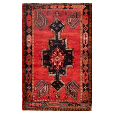 ECARPETGALLERY Hand-knotted Melis Vintage Red Wool Rug - 4'10 x 7'7