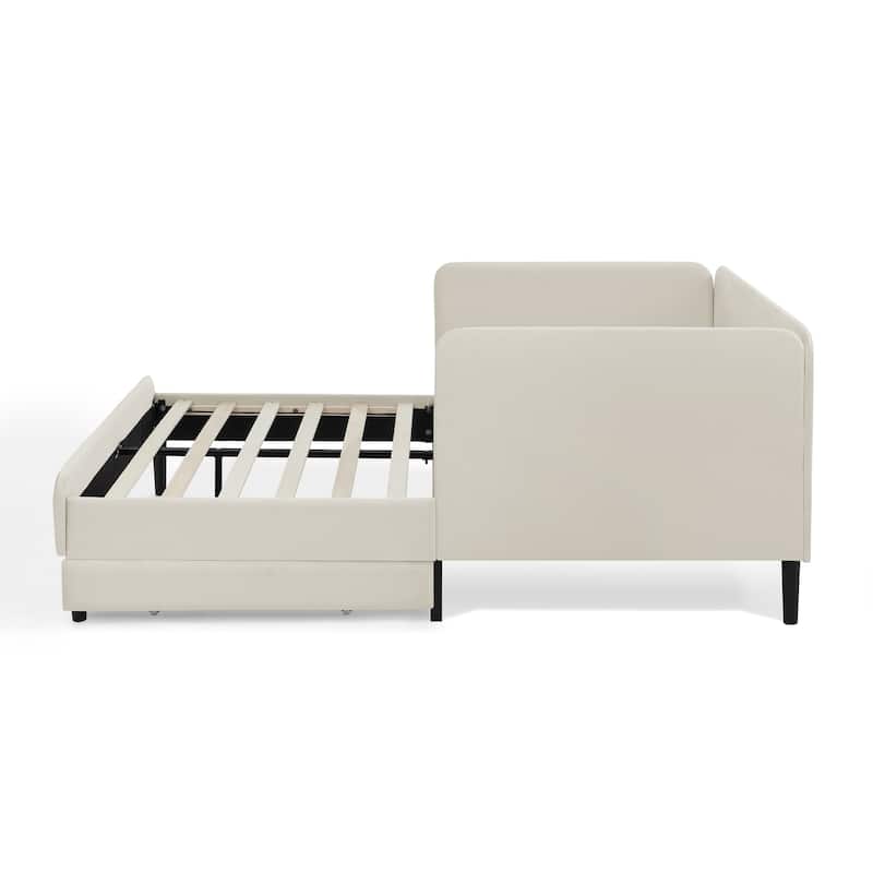 Anmytek Black Velvet Storage Bed Frame with Drawers Modern Upholstered Platform Bed for Small Spaces