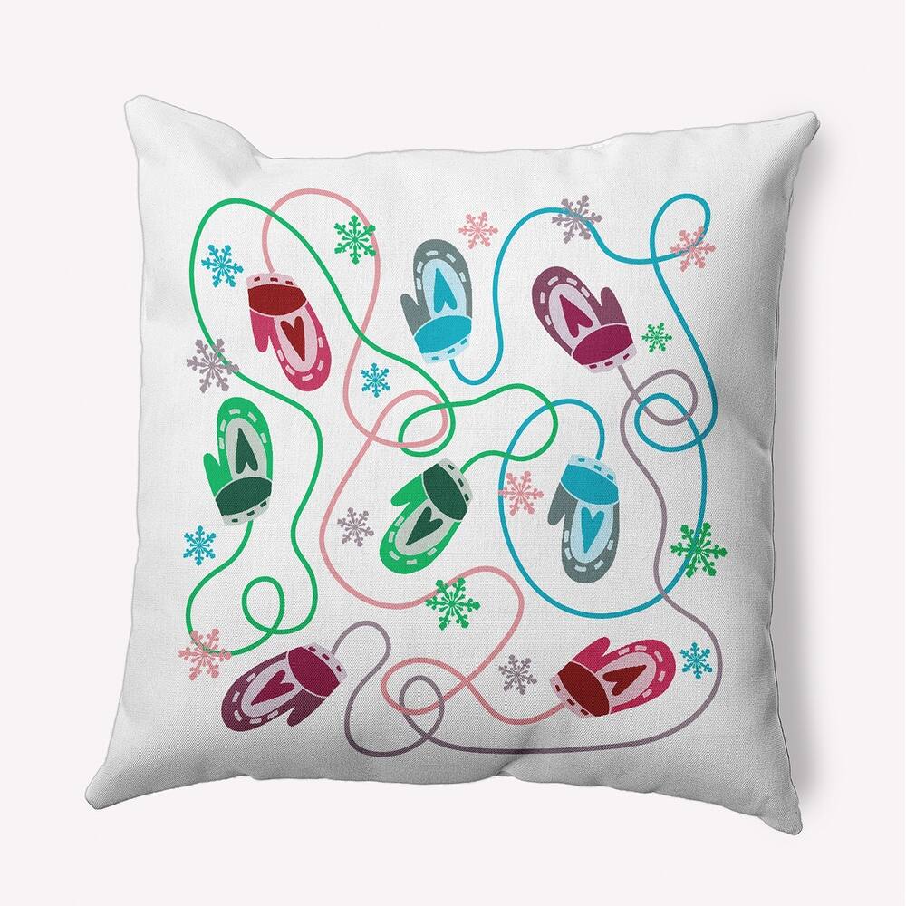 Winter/Christmas Mittens Indoor/Outdoor Throw Pillow