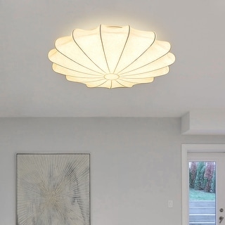 vrijgesteld is genoeg Componist 3-Light Ceiling Lamp with Soft White Silk Shade - Overstock - 35244989