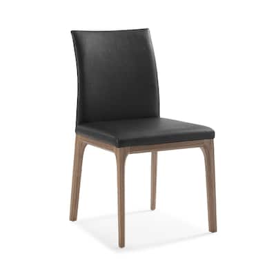 HomeRoots Set Of 2 Black Faux Leather Dining Chairs