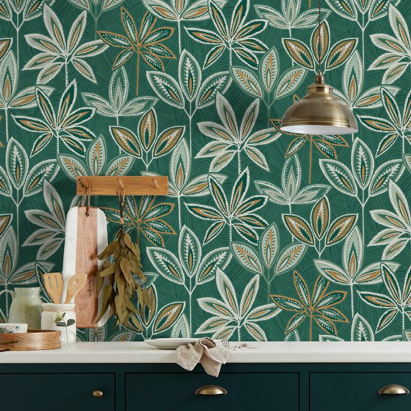 Fine Decor Bohan Green Decorative Tree Wallpaper