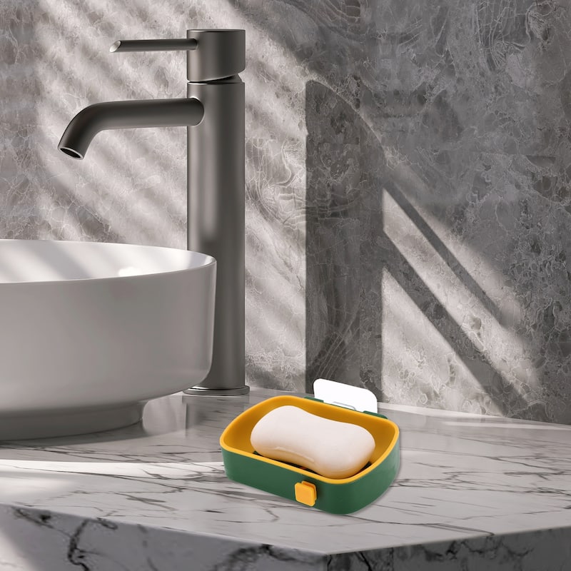 Wall Mounted Soap Dish for Bathroom for Kitchen 5.04"x3.66"x1.18" 1 Pc - Yellow
