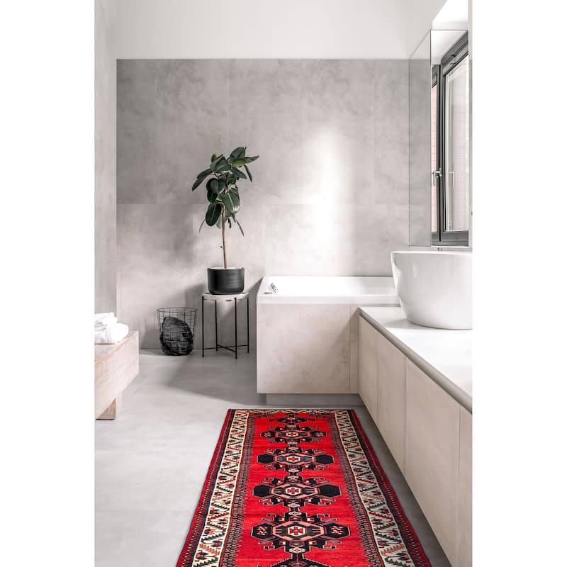 ECARPETGALLERY Hand-knotted Anadol Red Wool Rug - 3'3 x 10'0