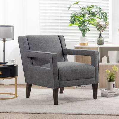 Fabric Arm Chairs 28.5" Wide Hollow Shape Arm Accent Chair with Wood Frame for Livingroom
