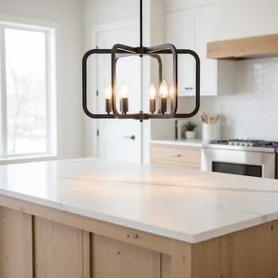 Modern Geometric 6-Light Black Pendant Chandelier