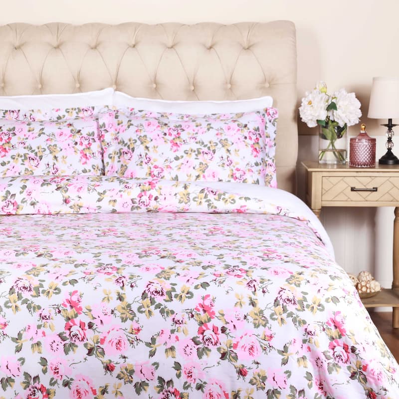 Superior Cotton Vintage Floral Duvet Cover Set with Pillow Shams