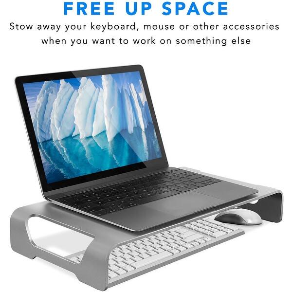 Mount It Aluminum Monitor And Laptop Stand Metal Desktop Riser And Organizer With Keyboard Storage Mi 107275 Overstock 26057139