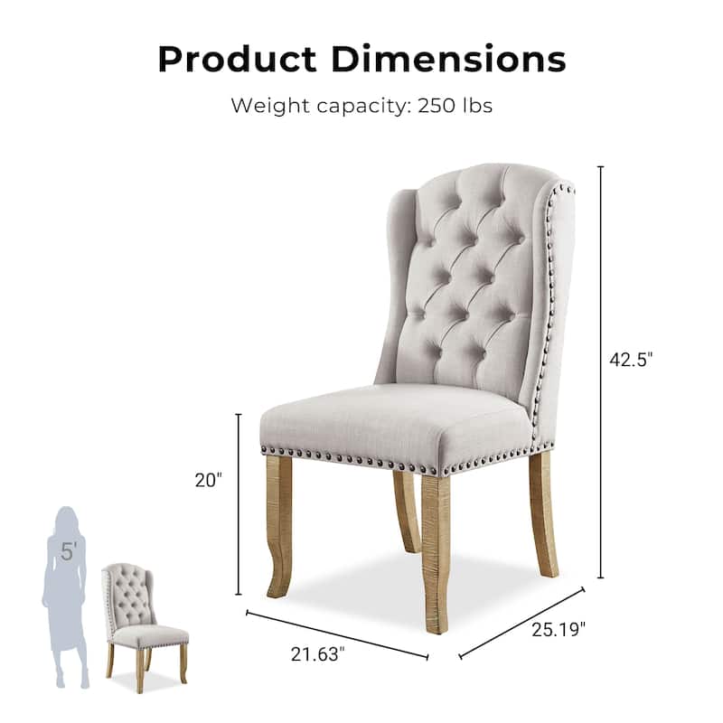 Dawson Tufted Farmhouse Wingback Dining Chairs (Set of 2) by Furniture of America