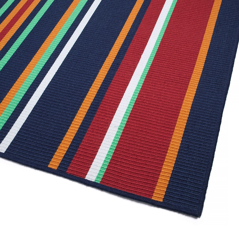 Voavah Navy Hand-Made Flatweave Indoor/Outdoor Area Rug
