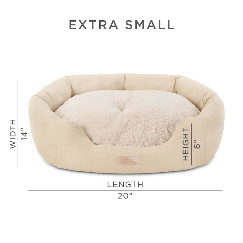 TOWN & COUNTRY EVERYDAY CuddleTown Faux Linen Comfy Cozy Cuddler Pet Bed
