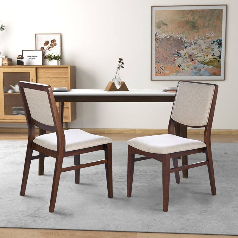 GDFStudio - Skylar Modern Upholstered Dining Chair with Linen Blend Seat & Solid Wood Frame, Set of 2 - 22.4"