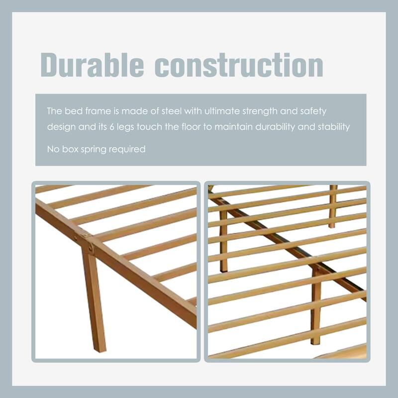 Alazyhome Simple Vintage Metal Platform Bed Frame, Easy-Assembly