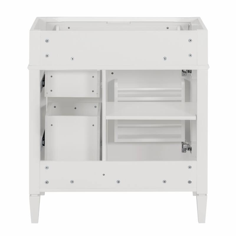 Roomfitters 30" Vanity Base Only, Modern Bathroom Cabinet with 2 Drawers and Tip-out Tray, Basin Not Included