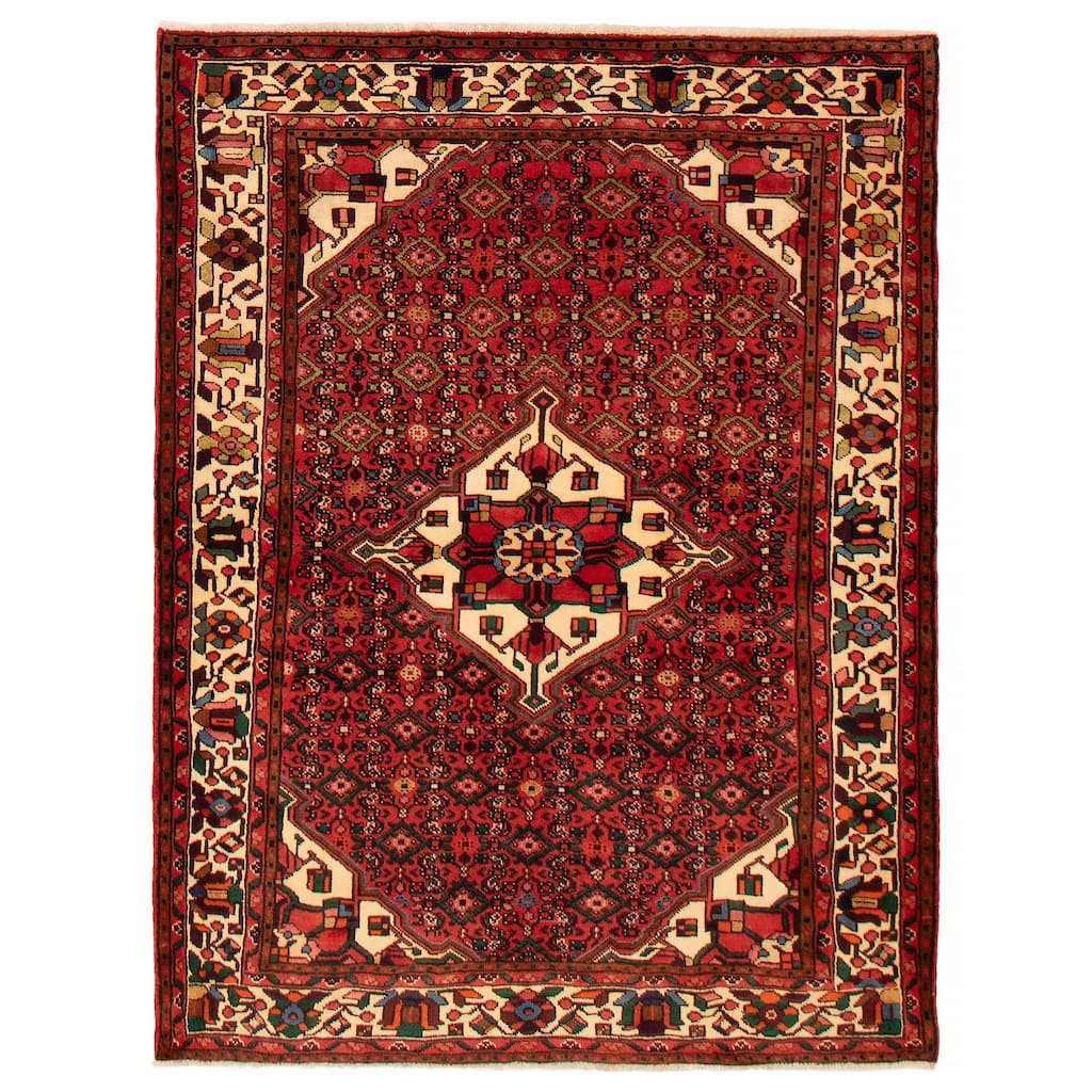 ECARPETGALLERY Hand-knotted Andelz Red Wool Rug - 5'0 x 6'6