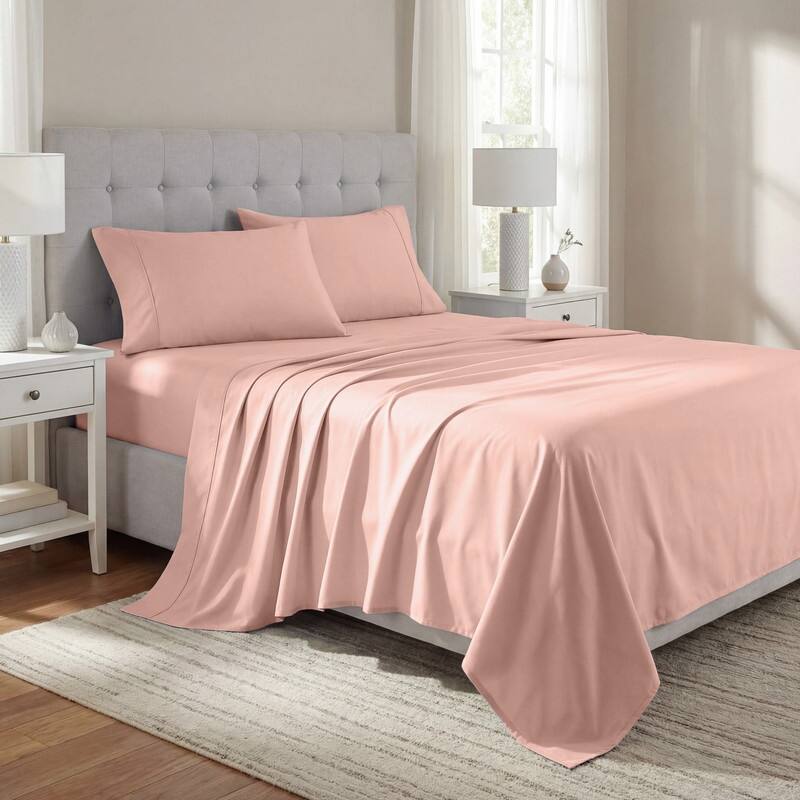 Superior Solid 1000-Thread Count Cotton Blend Deep Pocket Sheet Set - Full - Blush
