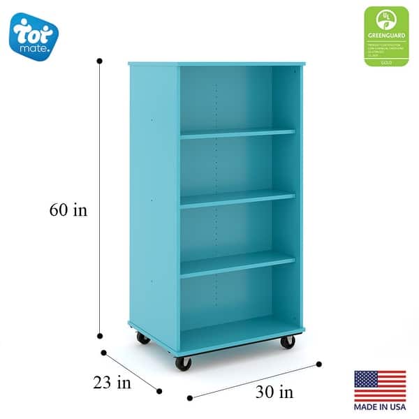 dimension image slide 3 of 4, Tot Mate Open Double Sided Mobile Storage Locker / Bookcase - 60H