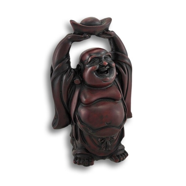 Cherry Finish Laughing Buddha Figurine - 4 X 2.75 X 2 inches