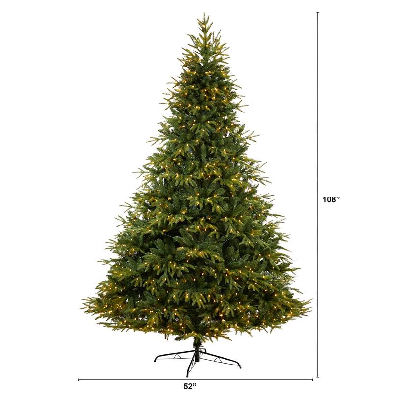 9ft. Fir Look Artificial Christmas Tree with 900 Multi LED Lights & 4600 Branches - Majestic Holiday X-Mas Centerpiece