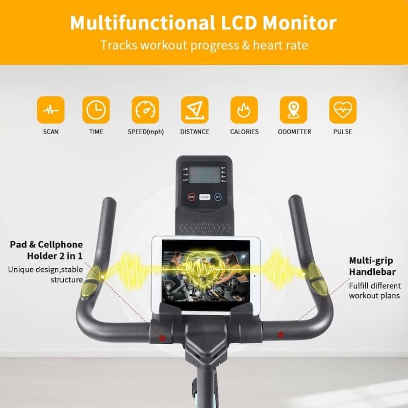 Stationary Bikes for Home Spin Indoor Exercise Bike with LCD Monitor and Comfortable Seat Cushion