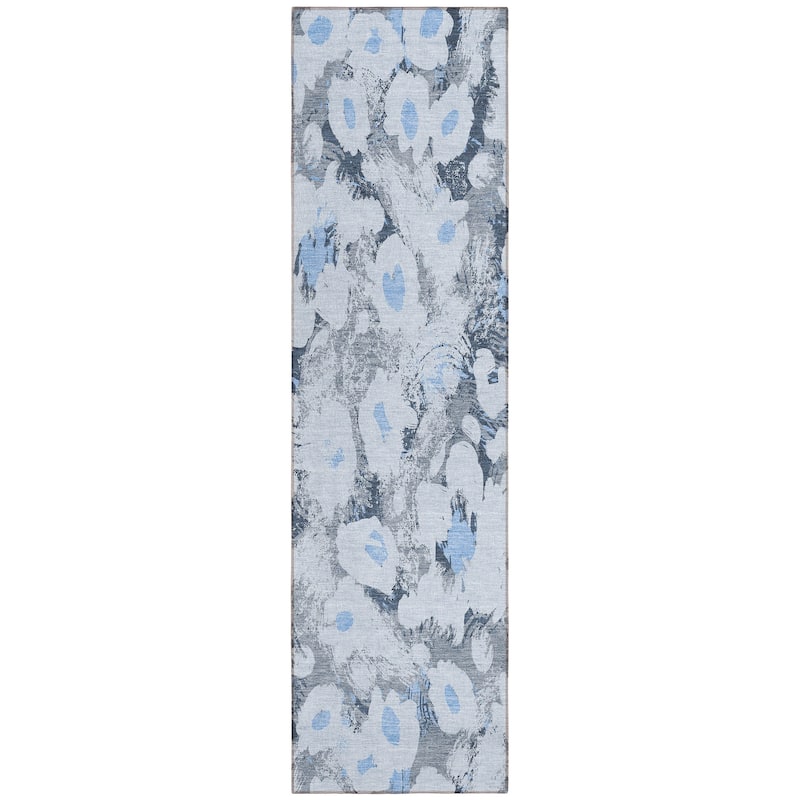 Machine Washable Indoor/ Outdoor Modern Daisy Chantille Rug