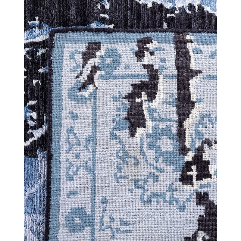 Modern One-of-a-Kind Hand-Knotted Area Rug - Black, 8' 2" x 10' 1" - 8' 2" x 10' 1"