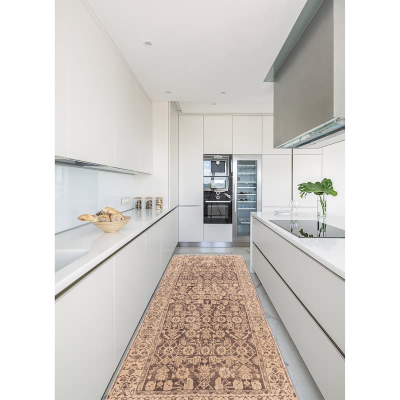 ECARPETGALLERY Hand-knotted Antalya Vintage Dark Brown Wool Rug - 3'3 x 8'8