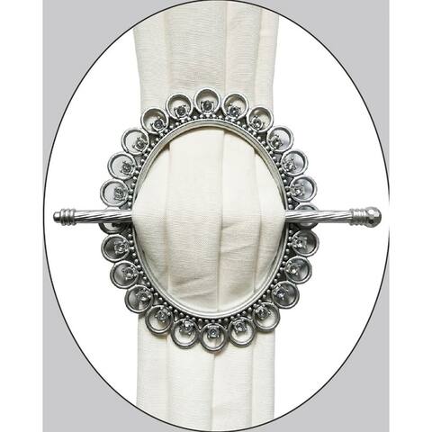 Premius Oval With Diamond Decorative One Pair Curtain Tie Back, 7x6 Inches - 7x6 Inches