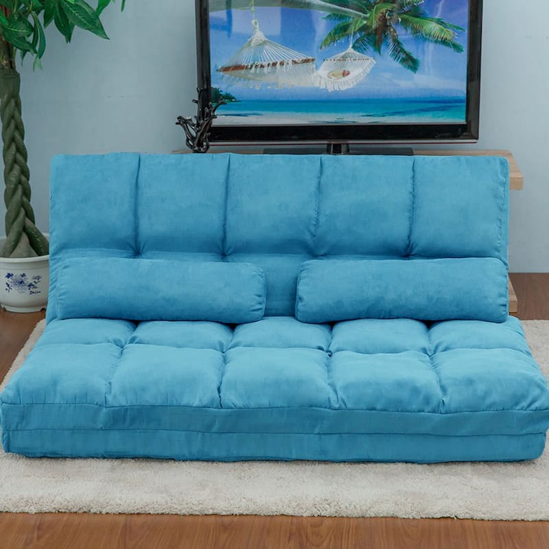 Double Chaise Lounge Sofa Floor Couch with 2 Pillows