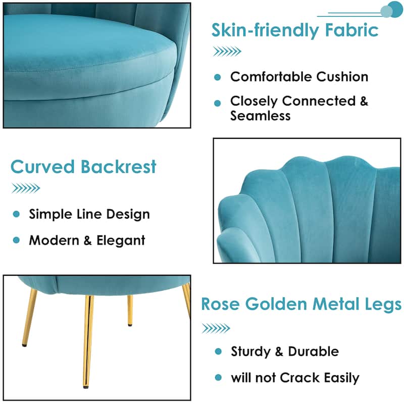 Scalloped Velvet Arm Chair Living Room Accent Chair