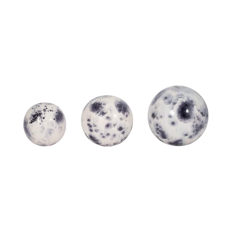 Sagebrook Home Set Of 3 4/5/6" Metal Abstract Round Galaxy Orbs