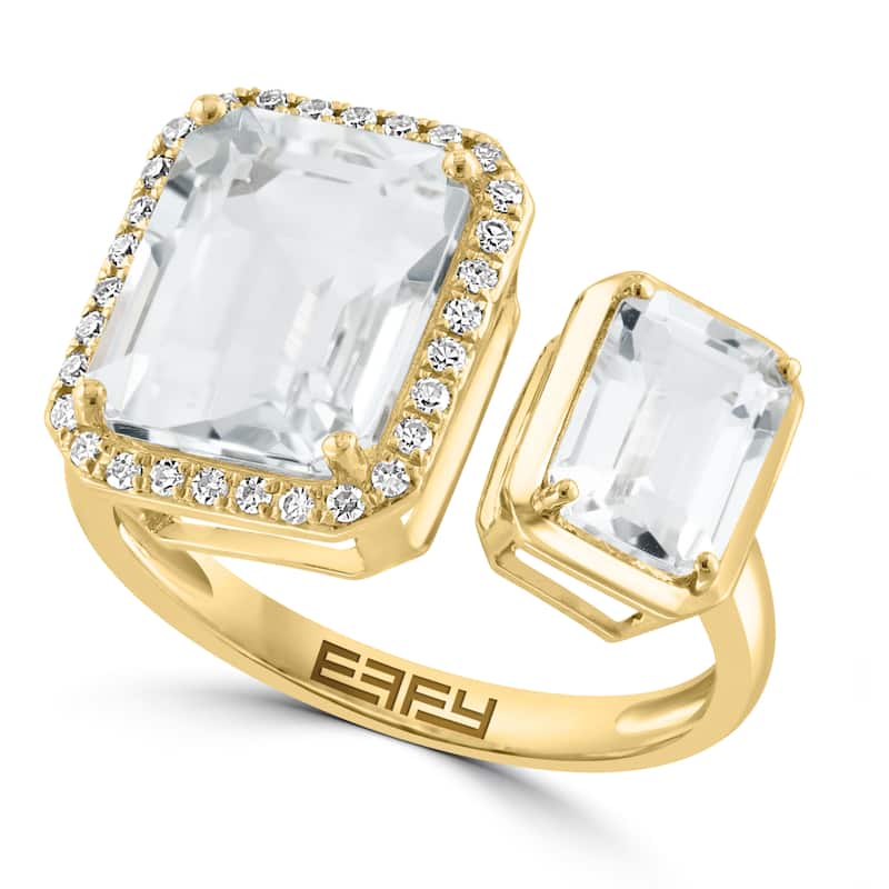 EFFY 14K Gold Diamond,White Topaz Double Stone Ring